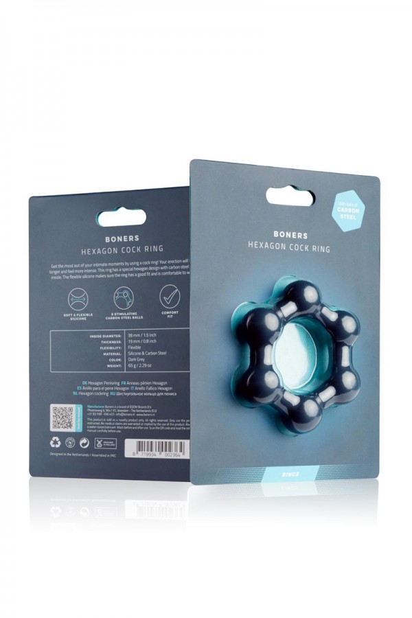 Cockring Hexagonal avec billes en acier - Boners